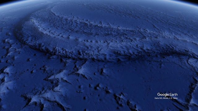 Aerial view of the Mariana Trench