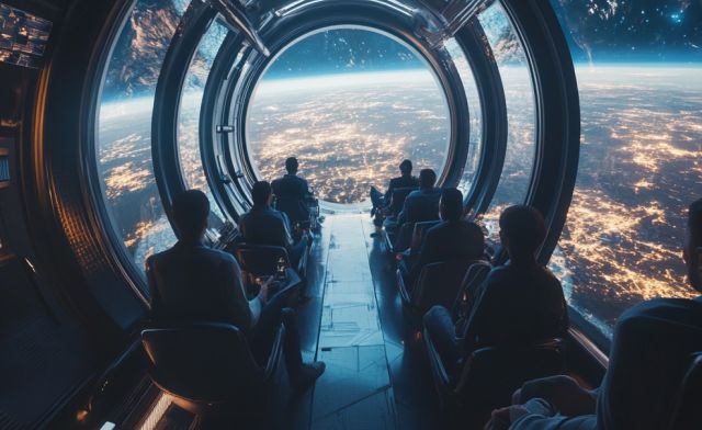 Concept art of future space tourism