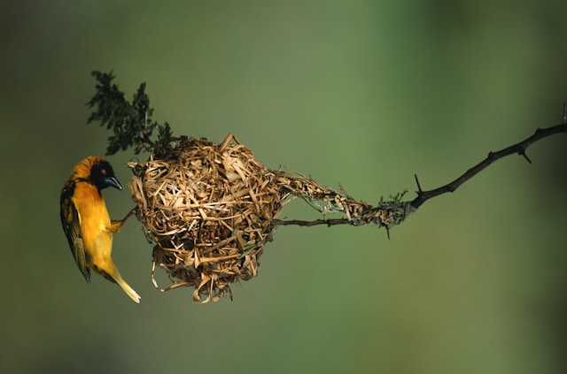 City birds using found objects creatively