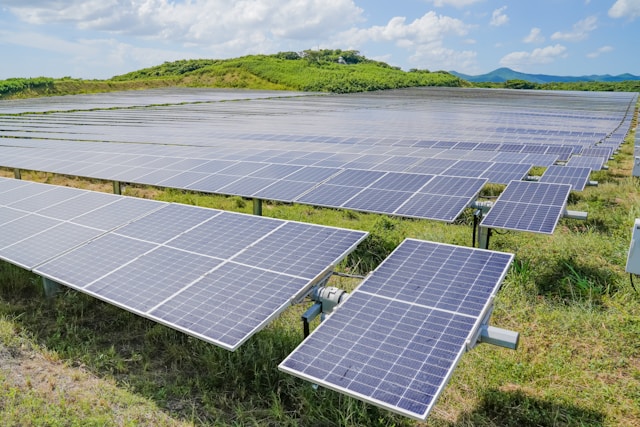 Solar panels absorbing sunlight