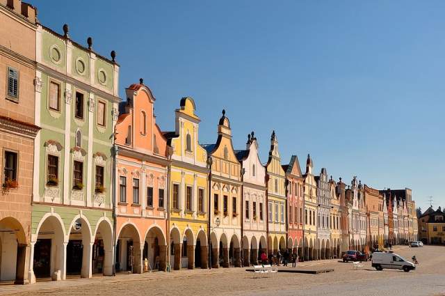 The central square of Telč, Czech Republic