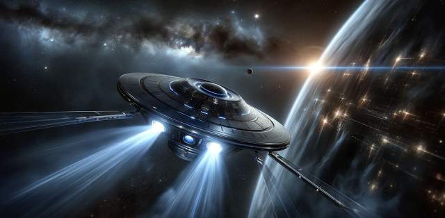 Concept art of a futuristic space probe 