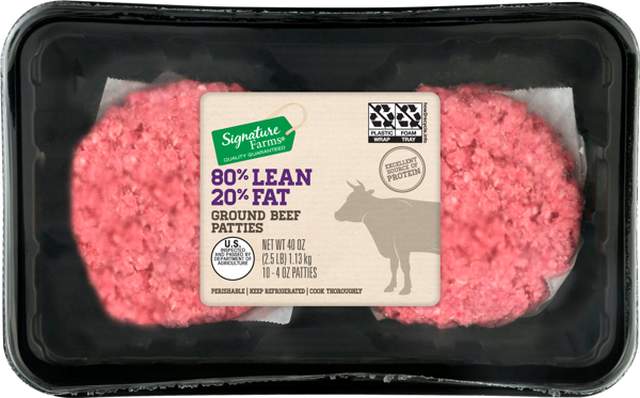 Two ground beef packages labeled 80% lean and 20% fat