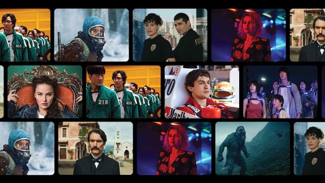 Collage of international TV shows from Korea, Scandinavia, and Spain