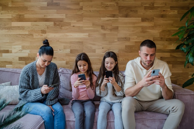 Different age groups watching streaming content on various devices