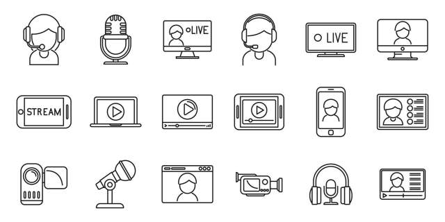 Icons representing interactive content, live events, bundling, and FAST channels