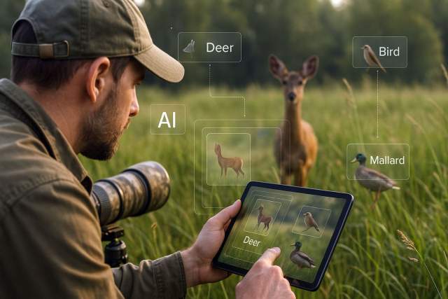 Computer screen showing AI analyzing wildlife images
